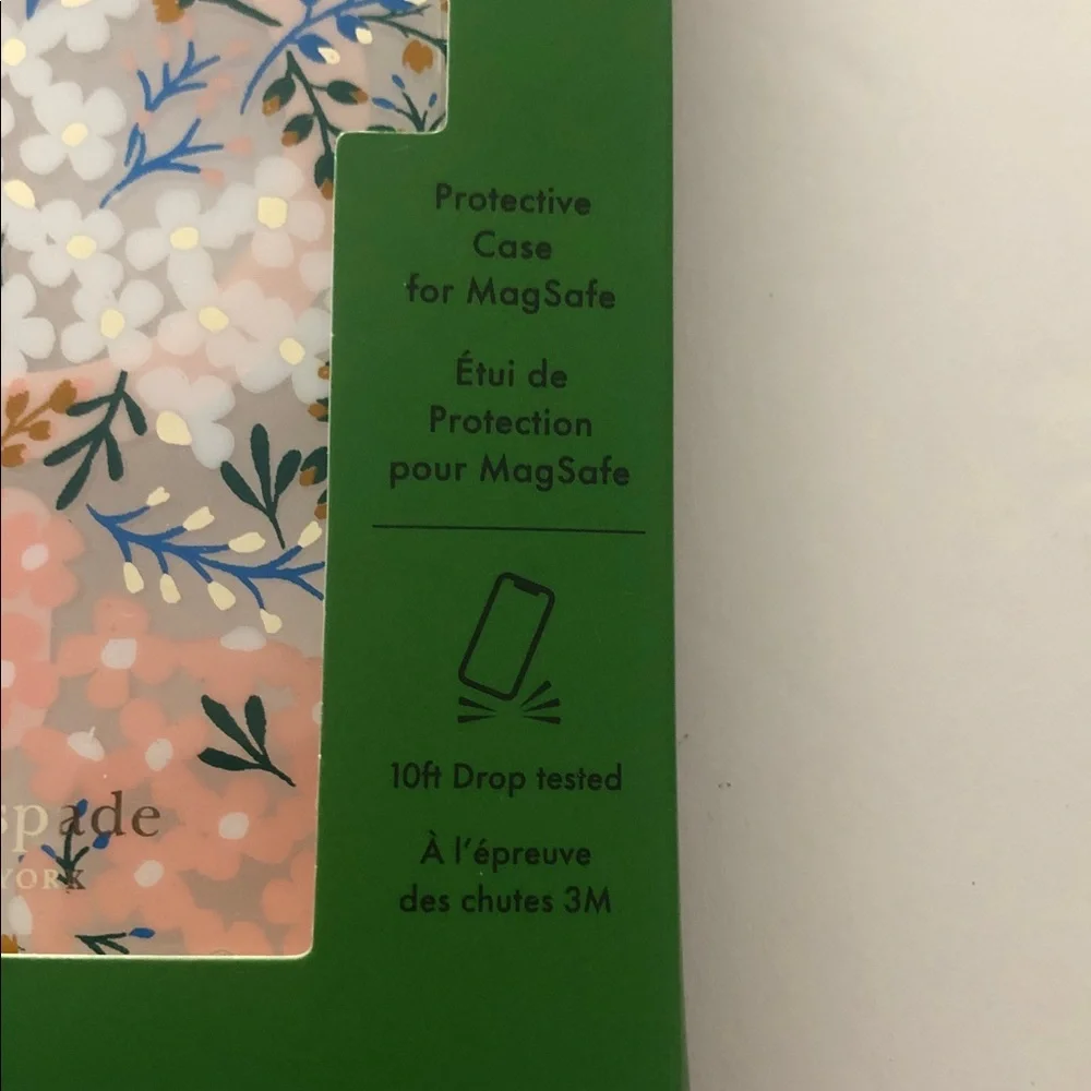 NIOB Kate Spade MagSafe iPhone 15 Pro Case - Pink and Blue Floral with Gems